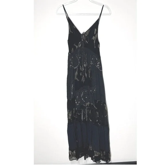 Ranee's Black Gold Sequin High Low Maxi Dress S/M - Picture 3 of 14